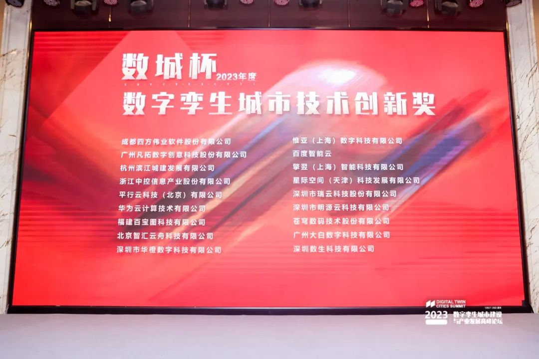 2023数城杯数字孪生城市技术创新奖-获奖名单